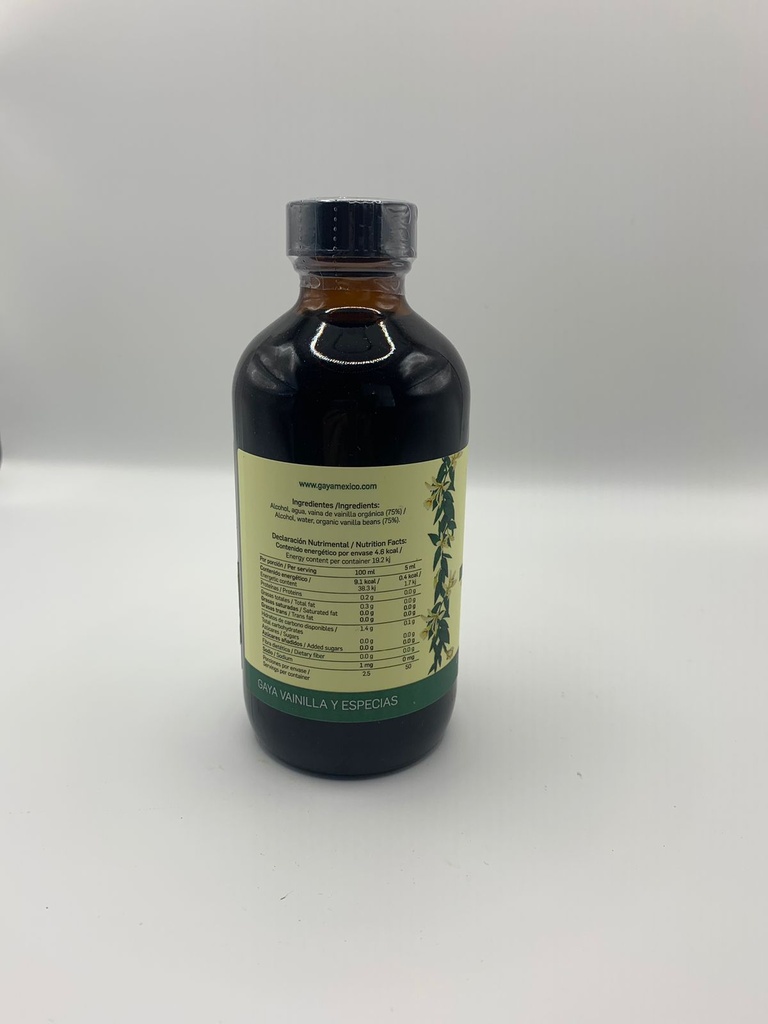 Extracto Natural Hecho con Vainilla Orgánica de 250 ml sin azúcar